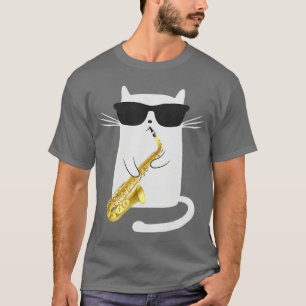 Camiseta Presente de música de cat saxofone engraçado vinta