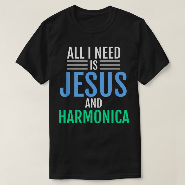 Camiseta Presente de Música Funny Cristã de Jesus e Harmoni (Frente do Design)