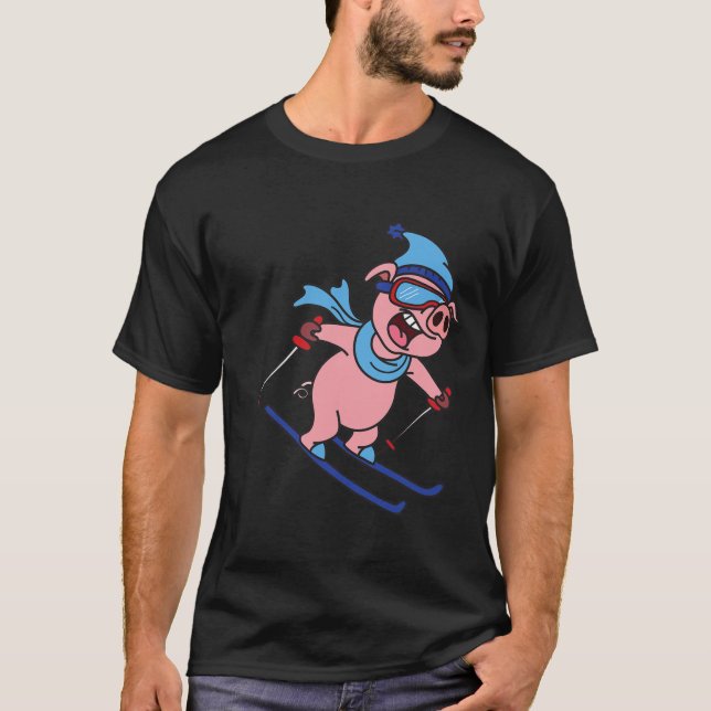 Camiseta Presente de Natal com Design de Porco Engraçado de (Frente)