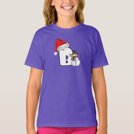 Camiseta Presente de Natal com letra B branca
