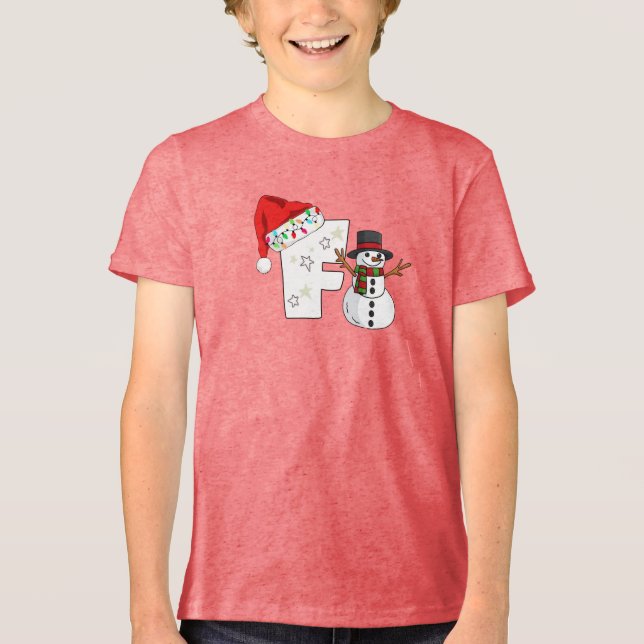 Camiseta Presente de Natal com letra f branca (Frente)