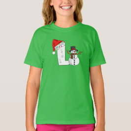 Camiseta Presente de Natal com letra L branca