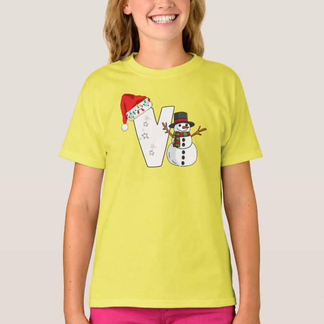 Camiseta Presente de Natal com letra v branca (Frente)