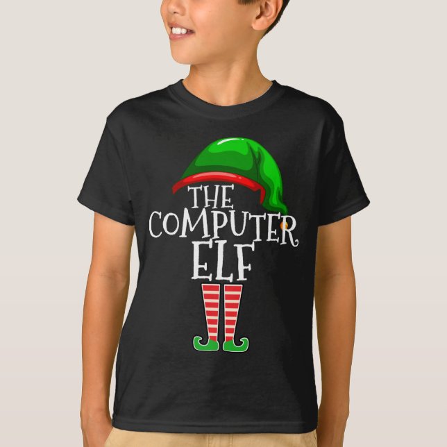 Camiseta Presente De Natal Da Família De Computadores Elf C (Frente)