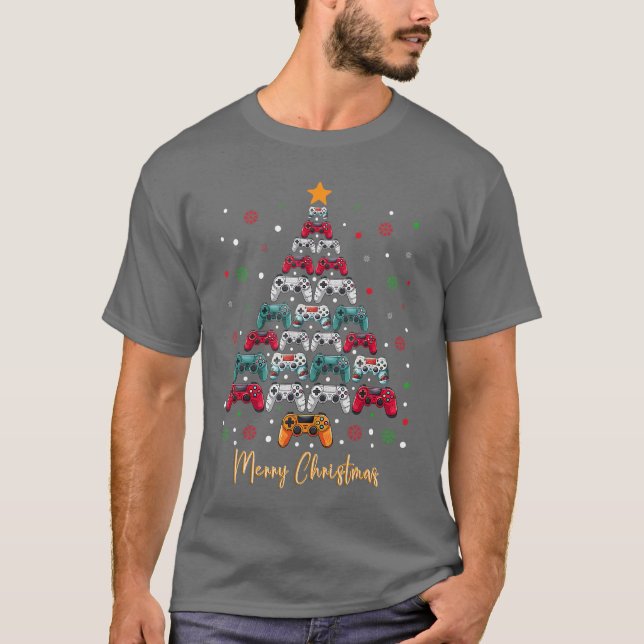 Camiseta Presente de Natal de controle de jogos (Frente)