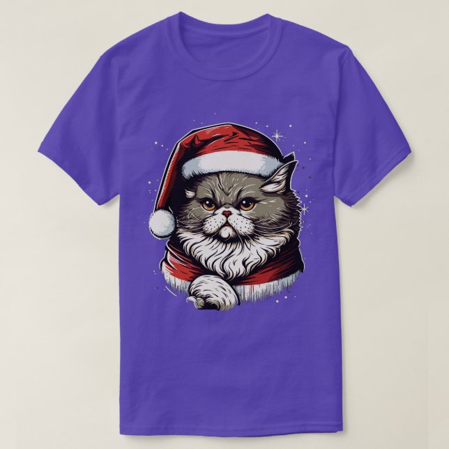 Camiseta Presente de Natal de Gato Feio Fofo Roupas de Nata (Frente do Design)