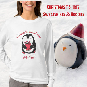 Camiseta Presente de Natal de Pinguim Bonito