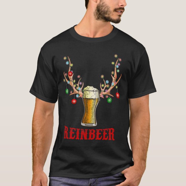 Camiseta Presente De Natal De Reincervejas De Caverna Para  (Frente)