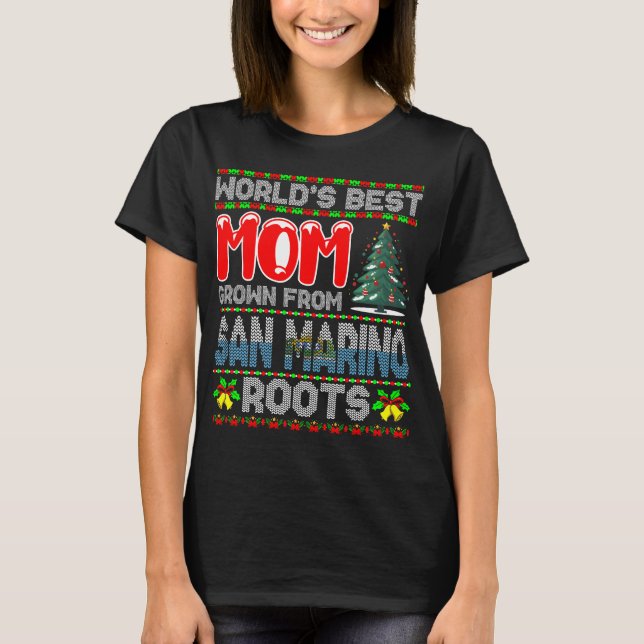 Camiseta Presente de Natal de San Marino para a Melhor Mãe  (Frente)
