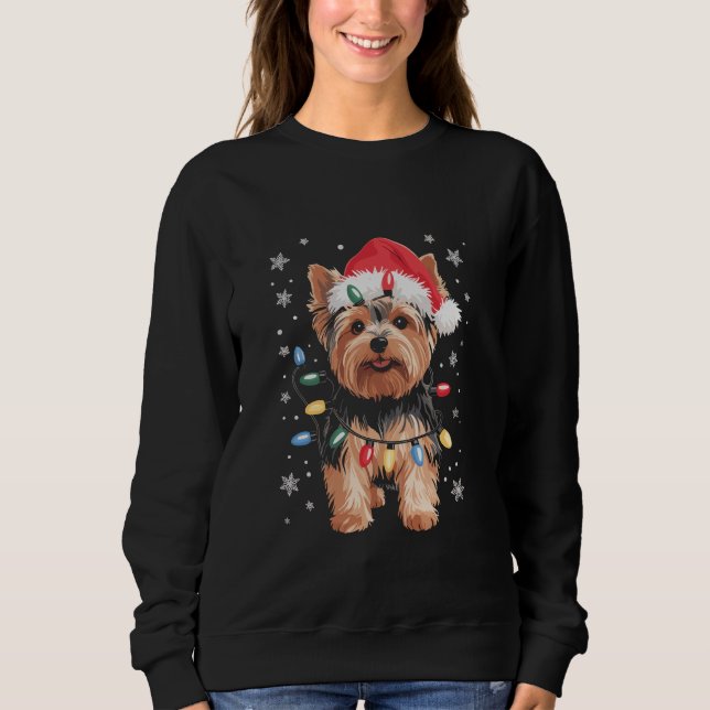 Camiseta Presente de Natal de Yorkie Cachorro Longo Present (Frente)