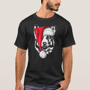 Camiseta Presente de Natal do Cão Mãe Welsh Corgi Papai Noe