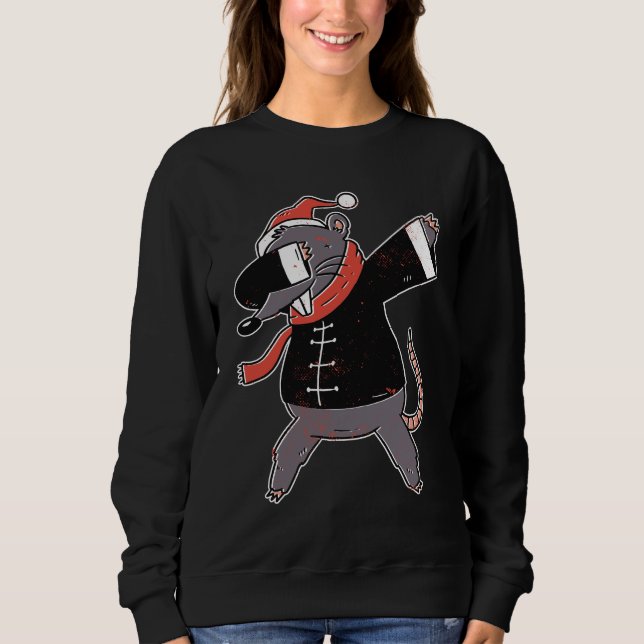 Camiseta Presente de Natal do Rato Dabbing Para Amantes de  (Frente)