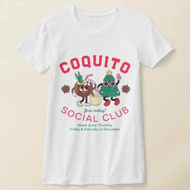 Camiseta Presente de Natal do Retro Funny Coquito Social Cl (Postura )