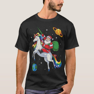 Camiseta Presente de Natal do Unicórnio Montado por Papai N