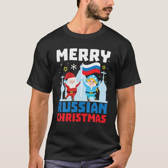 Camiseta Presente de Natal Engraçado na Rússia feliz (Frente)