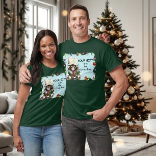 Camiseta Presente de Natal Gelado Verde Engraçado