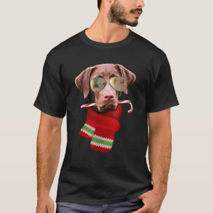 Camiseta Presente de Natal Labrador de Chocolate para Cacho