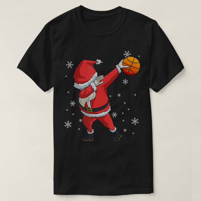Camiseta Presente de Natal Papai Noel de Basquete (Frente do Design)