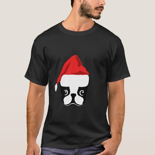 Camiseta Presente de Natal para Amante de Cachorro Chapéu E (Frente)