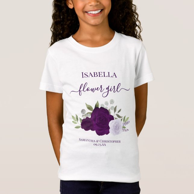 Camiseta Presente de Noiva com Rosas Boho Roxas Lindas (Frente)