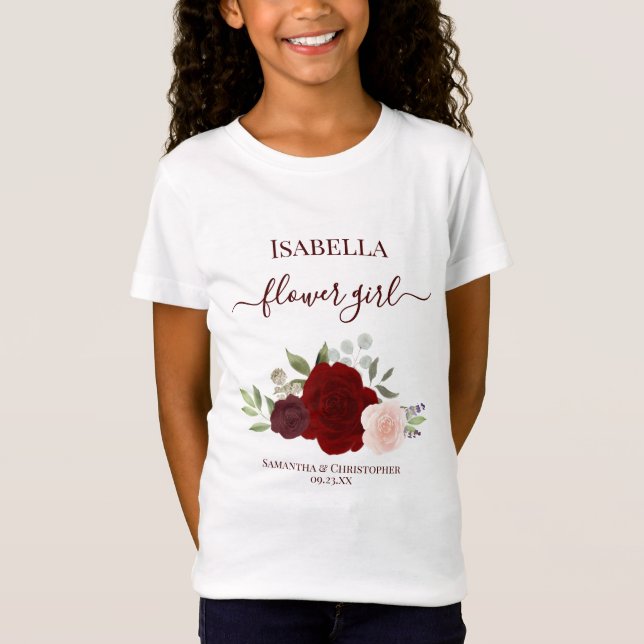 Camiseta Presente de Noiva com Rosas Burgundy e Vermelhas (Frente)