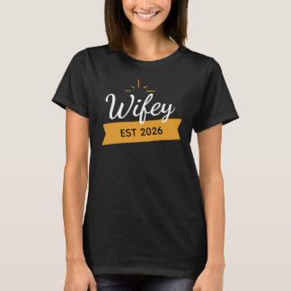 Camiseta Presente de Noiva em Ouro Personalizado Wifey, Pre
