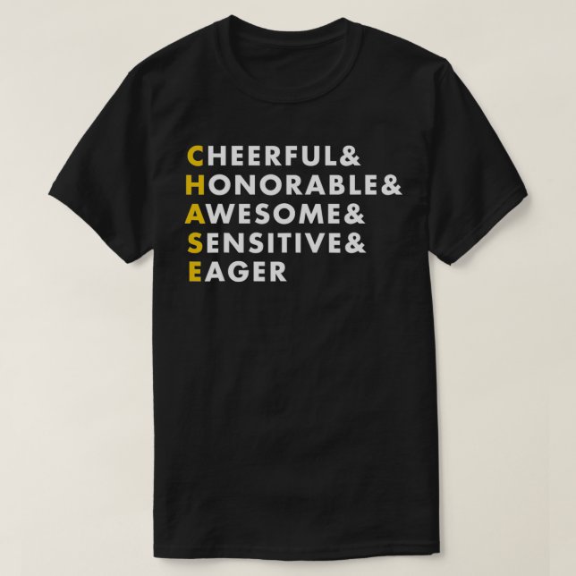 Camiseta Presente de Nome Personalizado de Chase (Frente do Design)