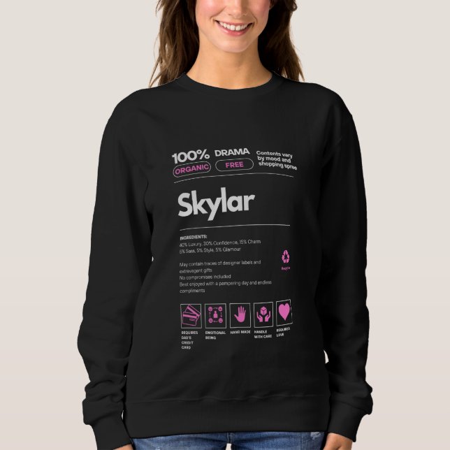 Camiseta Presente de Nome Skylar para Nutrientes Sarcástico (Frente)