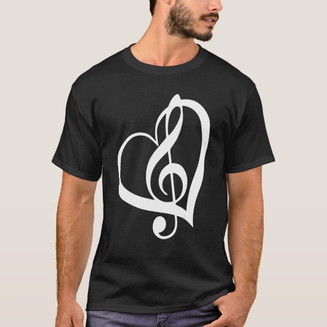 Camiseta Presente de Notas Musicais em Forma de Coração par (Frente)