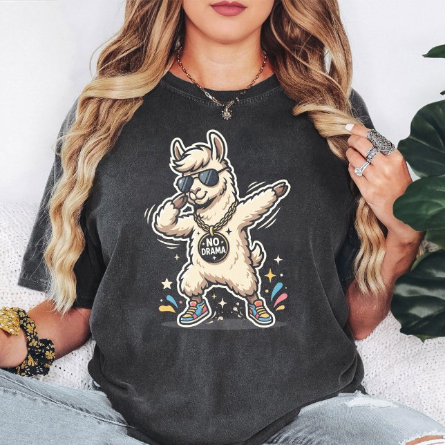 Camiseta Presente de Óculos de Sol Legais sem Drama Llama D (Criador carregado)