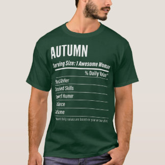 Camiseta Presente de outono das mulheres, Fatos Nutricionai