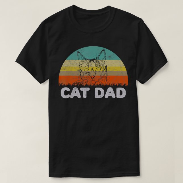 Camiseta Presente De Pai De Gato De Estilo Retroativo Para  (Frente do Design)