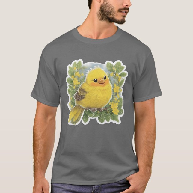 Camiseta Presente de pássaro amarelo (Frente)