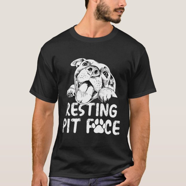 Camiseta Presente de Pata para Amantes de Pitbull Cara de D (Frente)