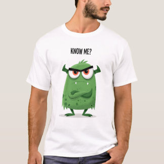Camiseta Presente de Personagem Monstro Verde Engraçado e M