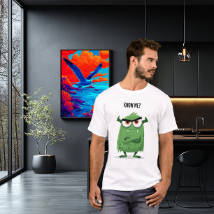 Camiseta Presente de Personagem Monstro Verde Engraçado e M