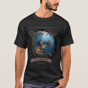 Camiseta Presente de Pesca com Mosca para Truta Marrom