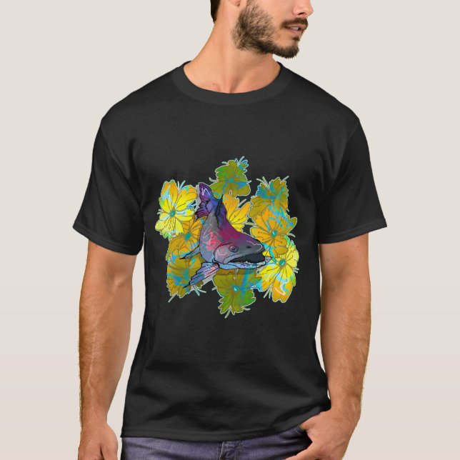 Camiseta Presente de pesca de boca pequena para homens e m (Frente)