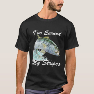 Camiseta Presente de Pesca de Robalo Listrado B Eu Ganhei M
