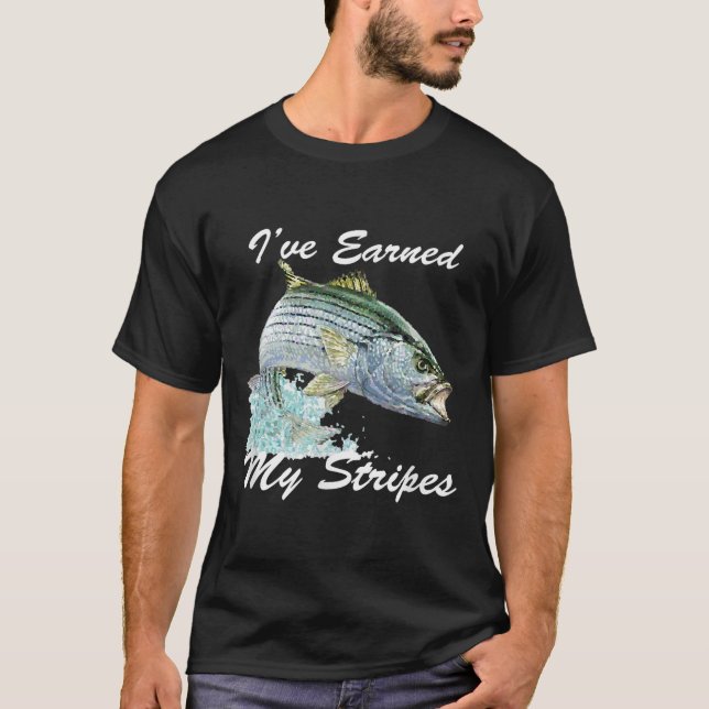 Camiseta Presente de Pesca de Robalo Listrado B Eu Ganhei M (Frente)