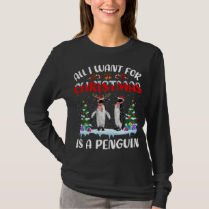 Camiseta Presente De Pinguim Tudo O Que Quero Para O Natal 