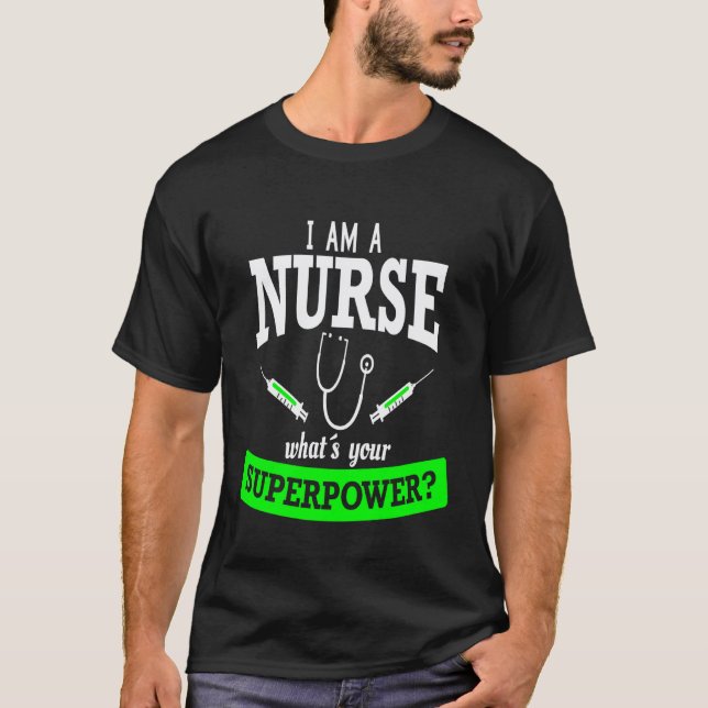Camiseta Presente de Poder Super Enfermeira Engraçado Desig (Frente)