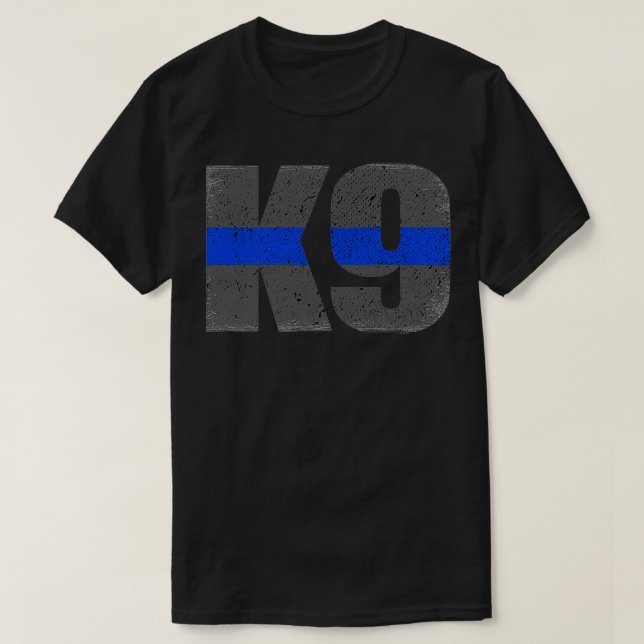 Camiseta Presente de Polícia de Linha Azul fina K9 (Frente do Design)