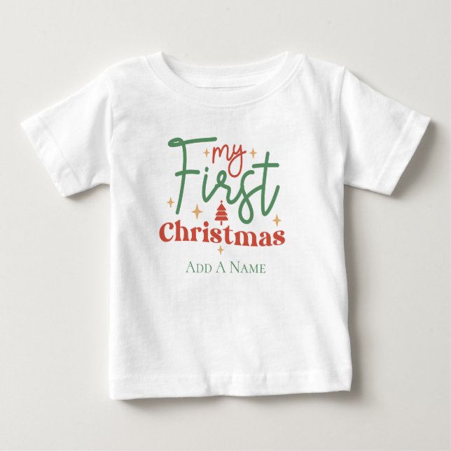 Camiseta Presente de primeiro Natal para recém-nascido  (Frente)