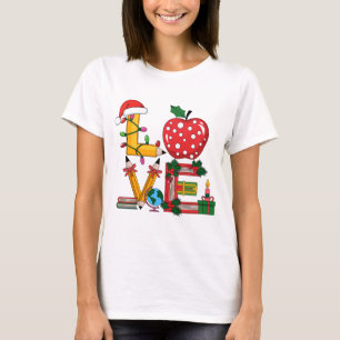 Camiseta Presente de Professor Lápis de Amor Maçã Livros