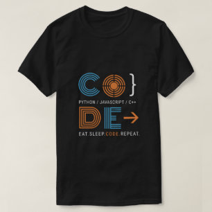 Camiseta Presente de Programador Geométrico Código Comer Do
