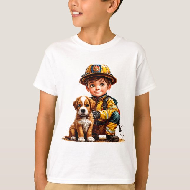 Camiseta 👨‍🚒 Presente de Resgate de Cão Herói Bombeiro 🚒 (Frente)