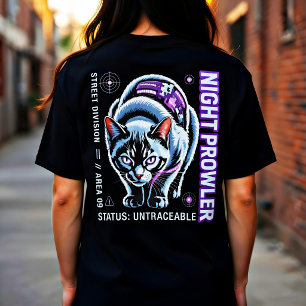 Camiseta Presente de Roupas de Rua de Gato Cyberpunk para J