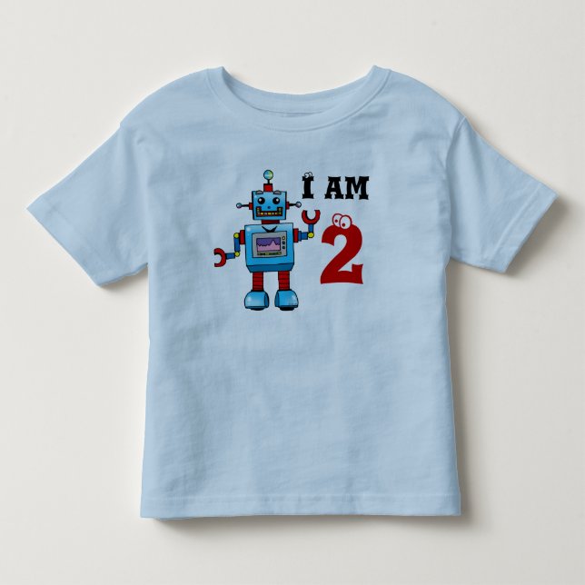 Camiseta presente de segundo aniversário - robô (Frente)