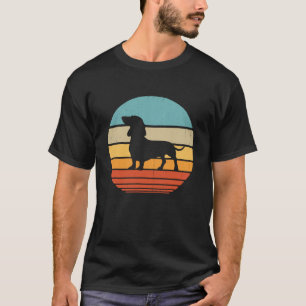 Camiseta Presente de Silhueta Vintage Dachshund Retro Amant